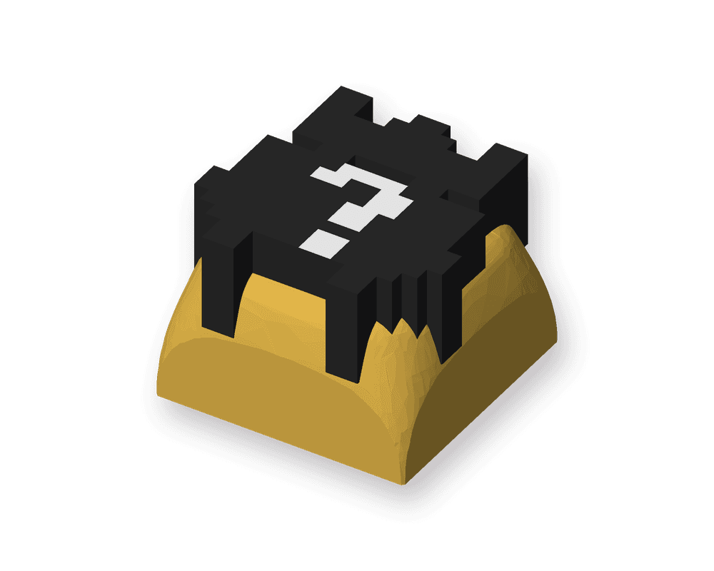The secret No. 9: a dark crowned critter with a question mark on a gold keycap
